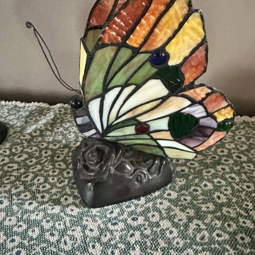 Vibrant Stained Glass Butterfly Sculpture